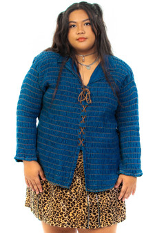 Vintage 90's Lace Up Denim Scrunched Blouse