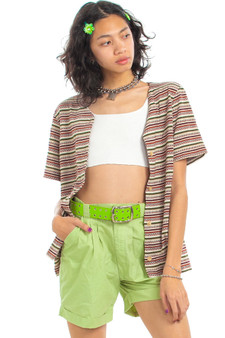 Vintage 90's Cranberry Stripe Button-Up