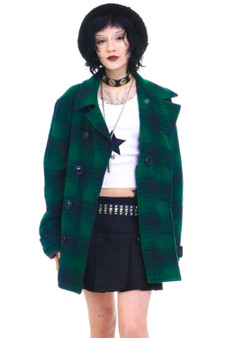 Vintage Y2K Green Plaid American Living Coat