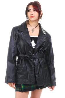 Vintage 90's Wilson's Black Leather Wrap Me Up Jacket
