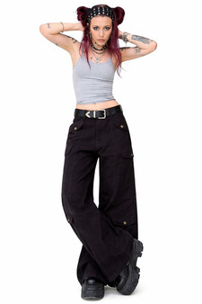 Reggie Black Denim Cargo Baggies