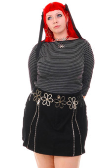 Vintage 90's Grey & Black Striped Long Sleeve Top