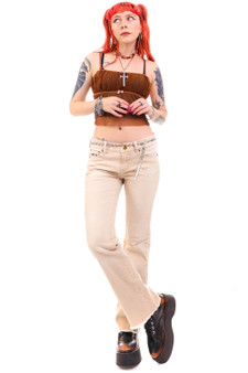 Vintage Y2K Cream Low Rise Flare Jeans