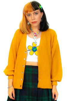 Vintage 60's Colonel Mustard Knit Cardigan