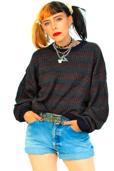 Vintage 90's Dark Rainbow Stripe Sweater