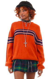Vintage 90's Skater Stripe Orange Sweater