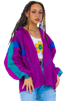 Vintage 80's Reebok Purple Hooded Windbreaker