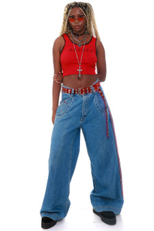 Vintage 90's Baggy Striped Tommy JNCO-fied Jeans