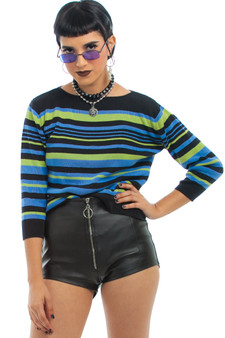 Vintage 90's Clio Silk-Blend Globe Striped Top