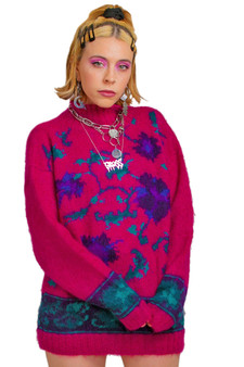 Vintage 90's Michelle Mohair Floral Sweater