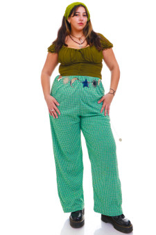Vintage 70's Green Houndstooth High-Waisted Trousers