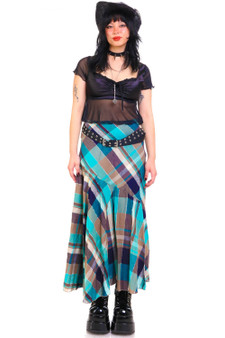 Vintage Y2K Mix Nouveau Plaid Maxi Skirt