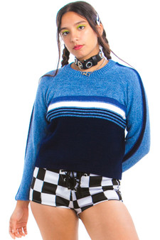 Vintage Y2K Truly Blue Blocked Crop Sweater
