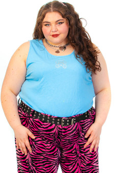 Vintage 90's Baby Blue Rhinestone Butterfly Tank Top