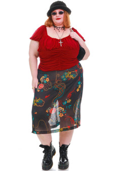 Vintage 90's Worthington Black Ruffle Midi Skirt 1