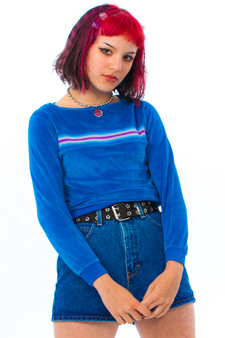 Vintage 70's Roller Rink Cutie Rainbow Striped Sweatshirt