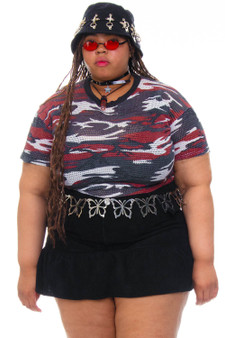 Vintage 90's Camo FishNet Top