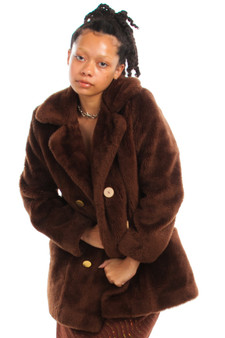 Vintage 70's Brownie Faux Fur Button Mix Coat