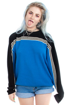 Vintage Y2K Black & Blue Two-Tone Pullover