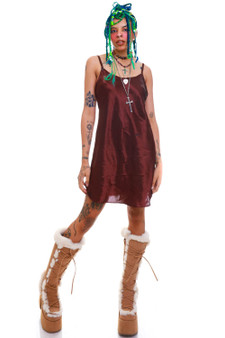 Vintage 90's Brown Silk Slip Mini Dress
