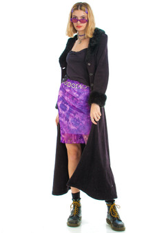 Vintage 90's Faux Fur Trimmed Maxi Cardigan