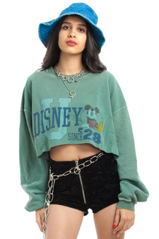 Vintage 90's Mickey Raw Cropped Sweatshirt