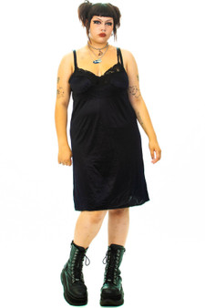 Vintage 90's Classic Black Slip Maxi Dress