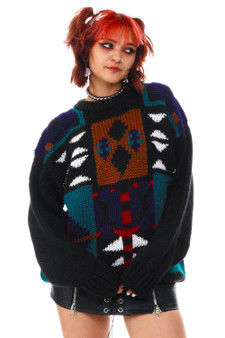 Vintage 90's Black Squares Knitted Sweater