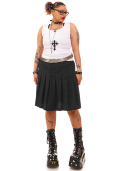 Vintage 90's Navy Pleated Midi Skirt