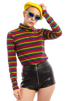Vintage 80's Rainbow Twangers Striped Turtleneck