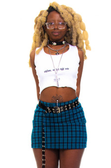 Vintage 90's Punk Blue Plaid Skirt