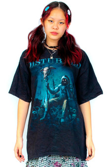 Vintage Y2K Black & Blue Disturbed Reaper Tee