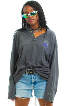 Vintage 90's Harley Davidson Destroyed Henley