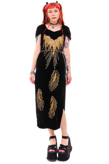 Vintage 90's Black Velvet and Sequin Gown