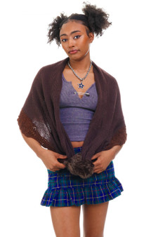 Vintage 90's Brown Knit Fur Scarf