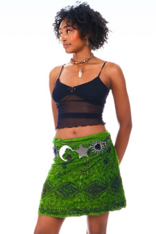 Vintage 90's Forest Green Fairy Wrap Mini Skirt