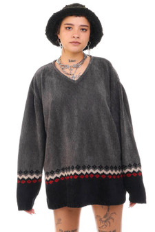 Vintage 90's Charcoal Zig Zag Sweater