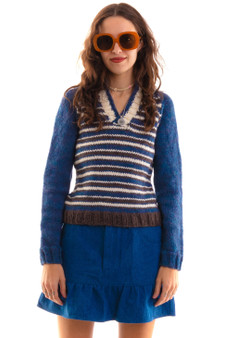 Vintage 70's Thick Striped Knit Pullover Sweater