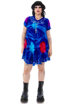 Vintage 90's Tie Dye Rainbow Fairy Embroidered Dress