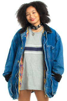 Vintage 90's Truck On Flannel-Lined Denim Jacket