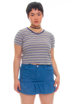 Vintage 90's Matterhorn Striped Capped Sleeve Crop Top