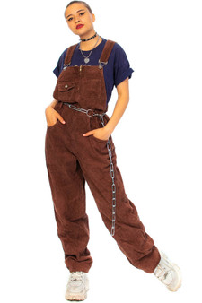 Vintage 90's Chocolate Corduroy Zip-Front Overalls