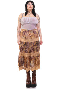 Vintage Y2K Crochet Floral Tiered Ruffle Maxi Skirt 2