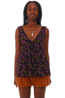 Vintage Y2K Flowy Dark Floral Fairy Tank Top