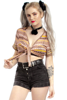 Vintage 90's Does 70's Over and Out Crocheted Top