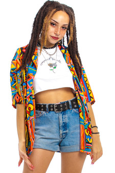 Vintage 80's Frankie Abstract Art Button-Front Shirt