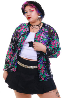 Vintage 90's Sheer Floral Button Up Top
