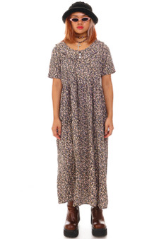 Vintage 90's Floral Collared Babydoll Maxi Dress