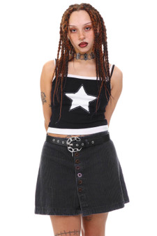 Vintage 90's Express Charcoal Corduroy Button Mini Skirt