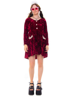 Vintage 90's Vampy Red Velvet Baby Doll Dress
